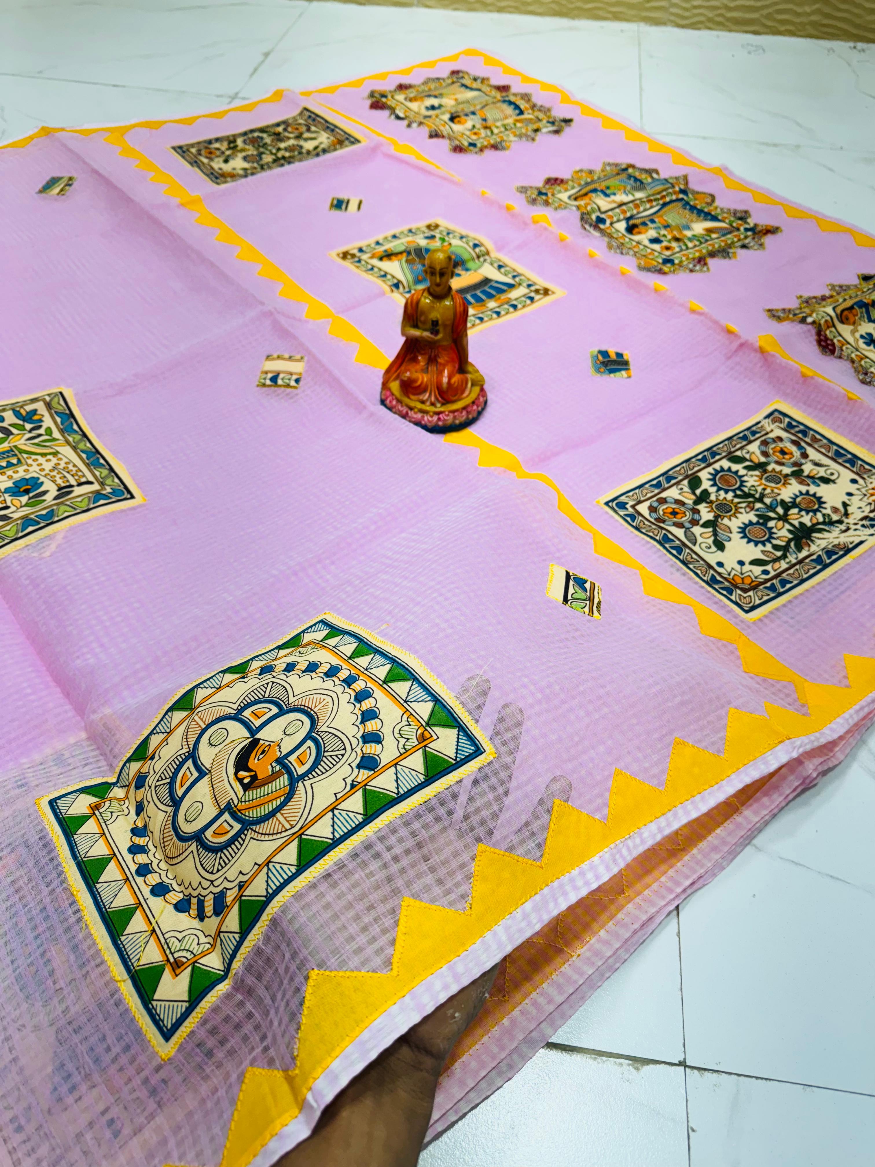 NEW EXCLUSIVE PURE RESOM KOTA APLIC WORK SAREE