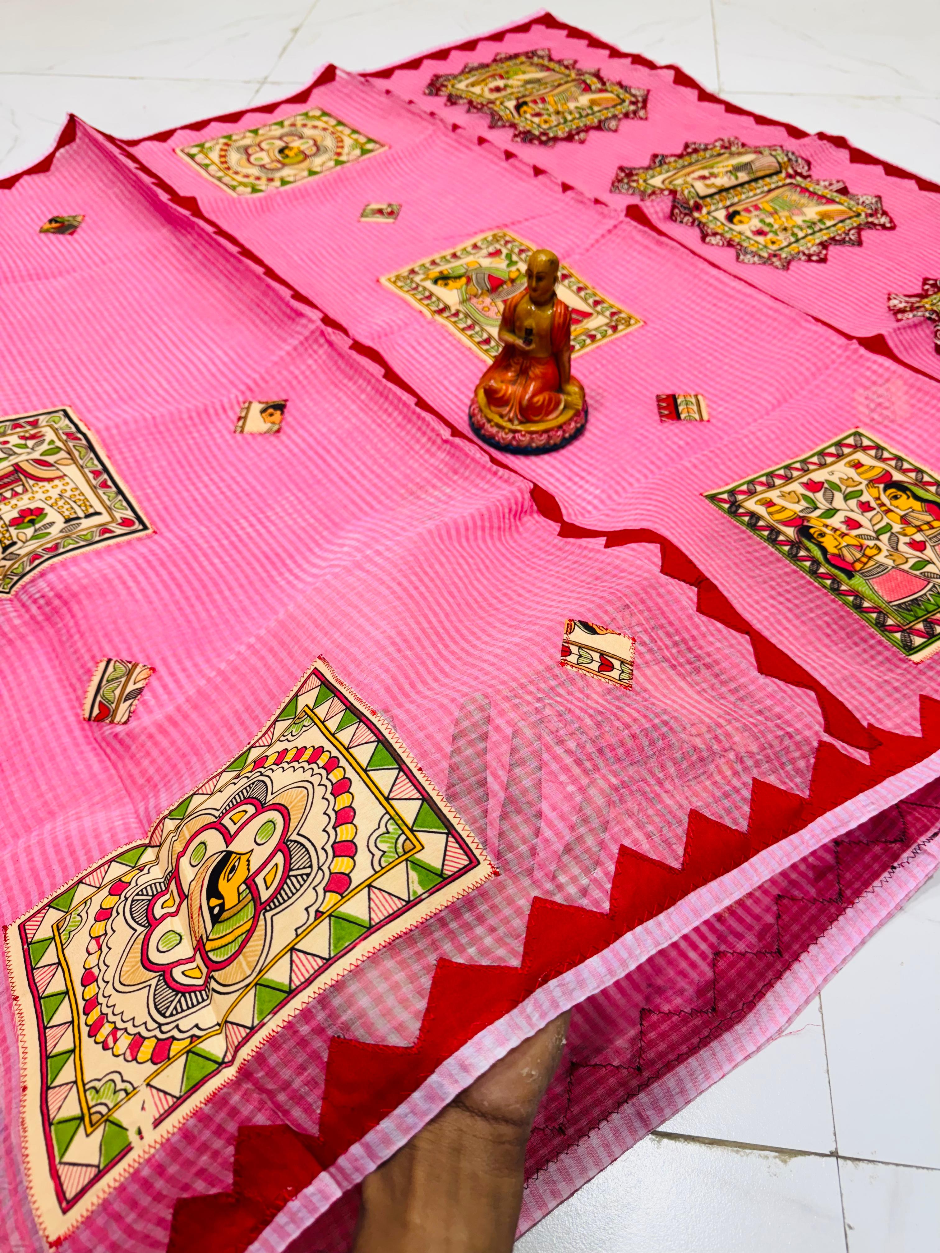 NEW EXCLUSIVE PURE RESOM KOTA APLIC WORK SAREE