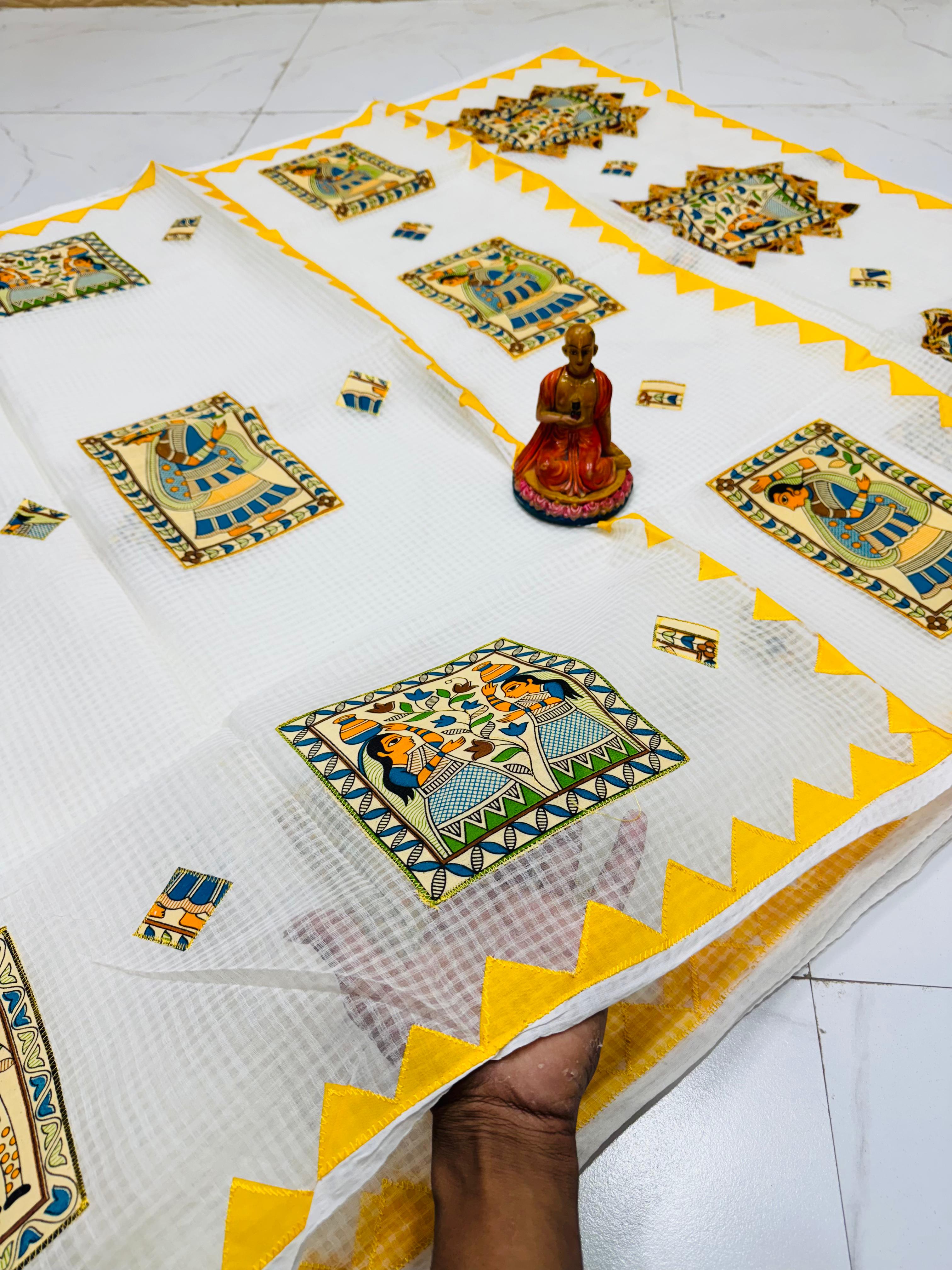 NEW EXCLUSIVE PURE RESOM KOTA APLIC WORK SAREE