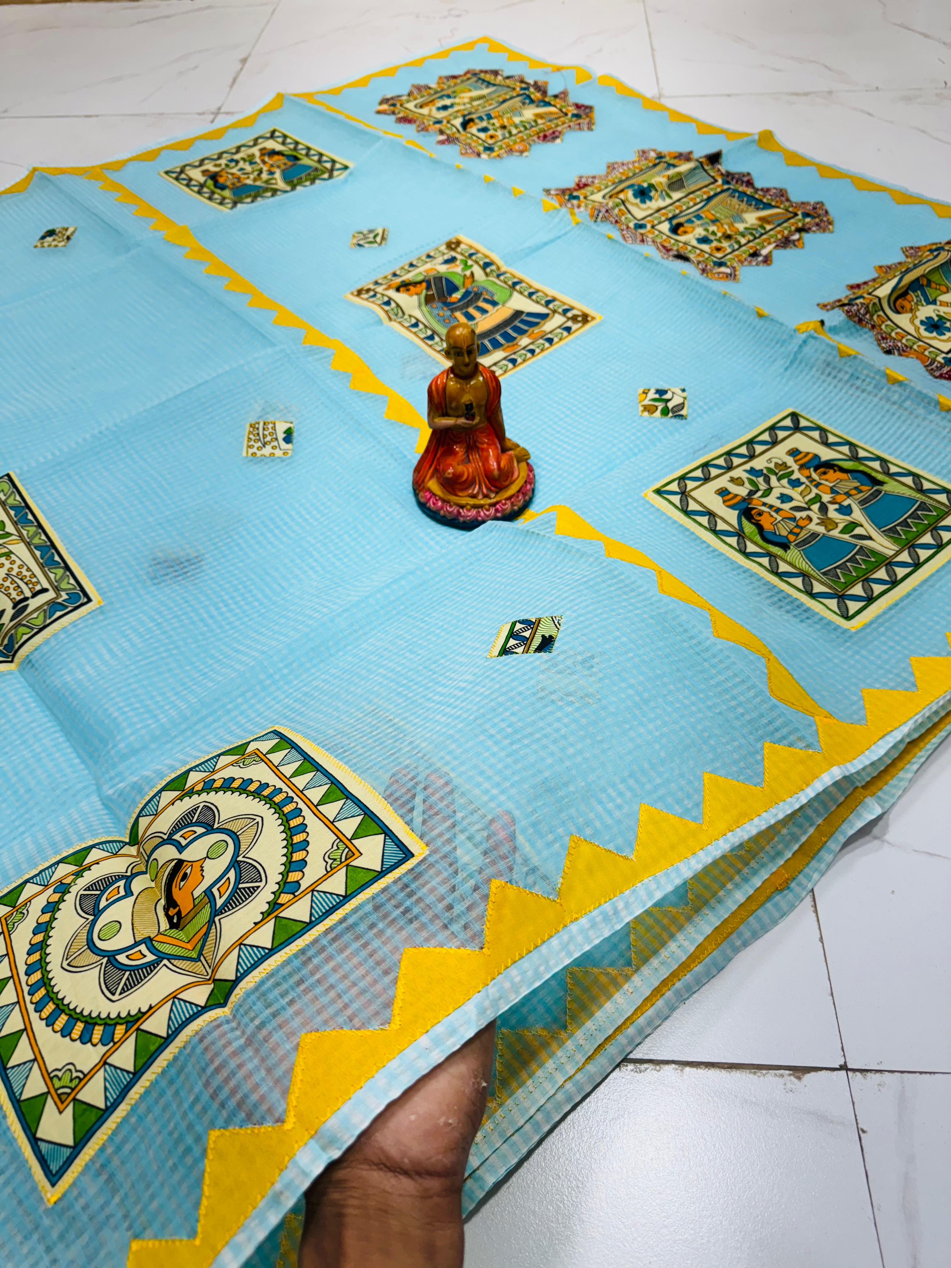NEW EXCLUSIVE PURE RESOM KOTA APLIC WORK SAREE