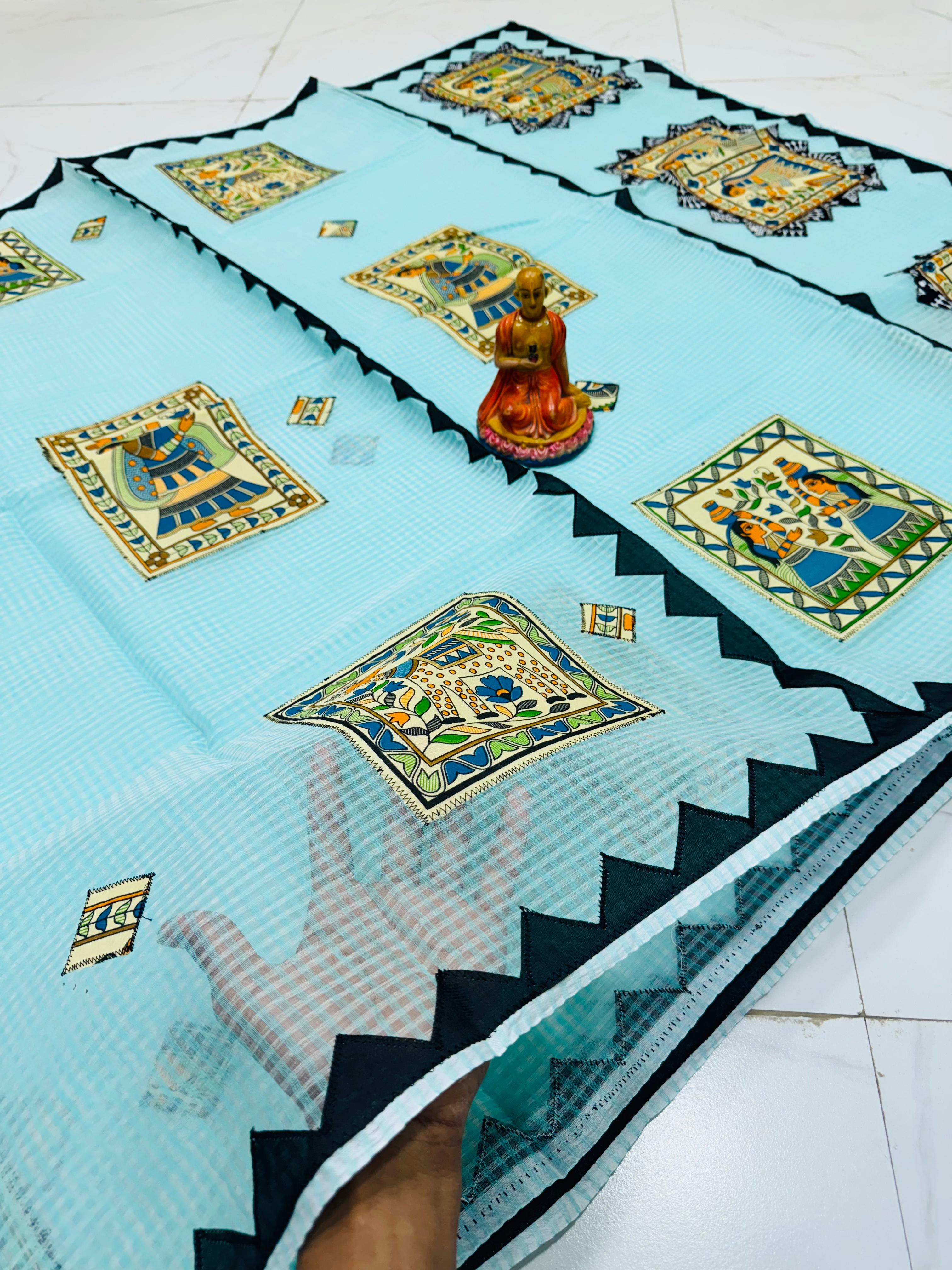 NEW EXCLUSIVE PURE RESOM KOTA APLIC WORK SAREE