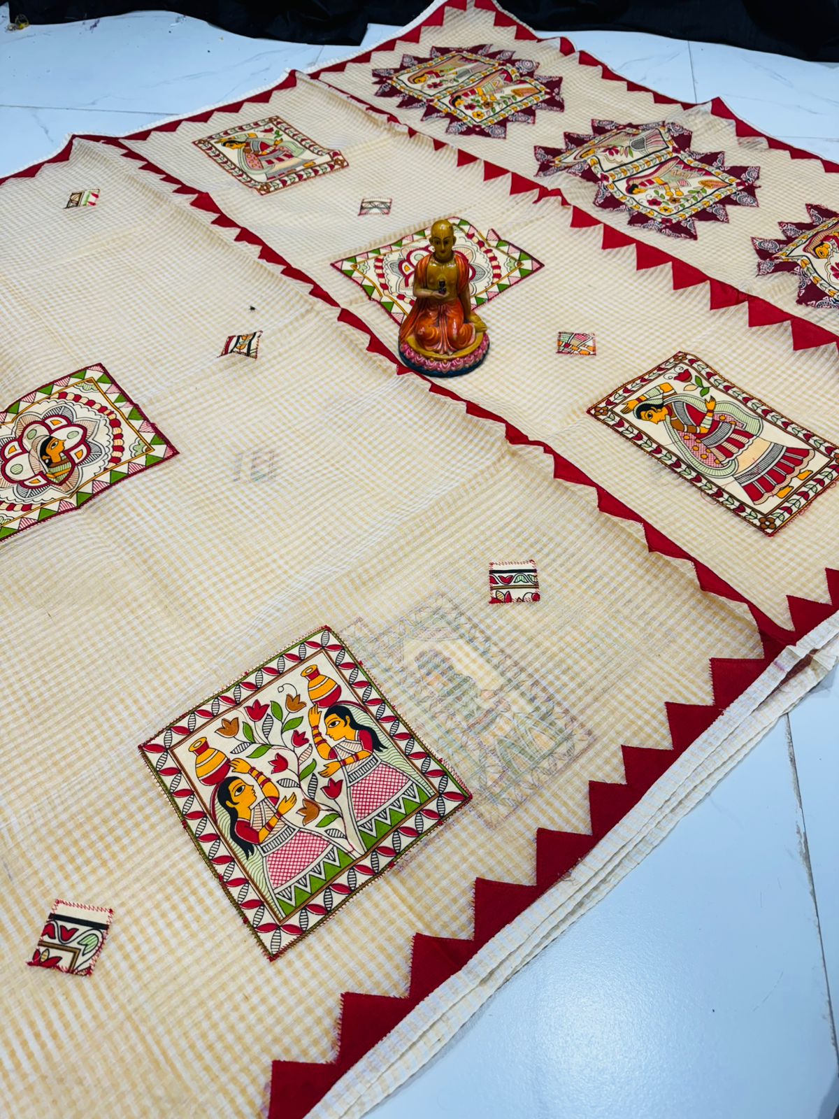 NEW EXCLUSIVE PURE RESOM KOTA APLIC WORK SAREE