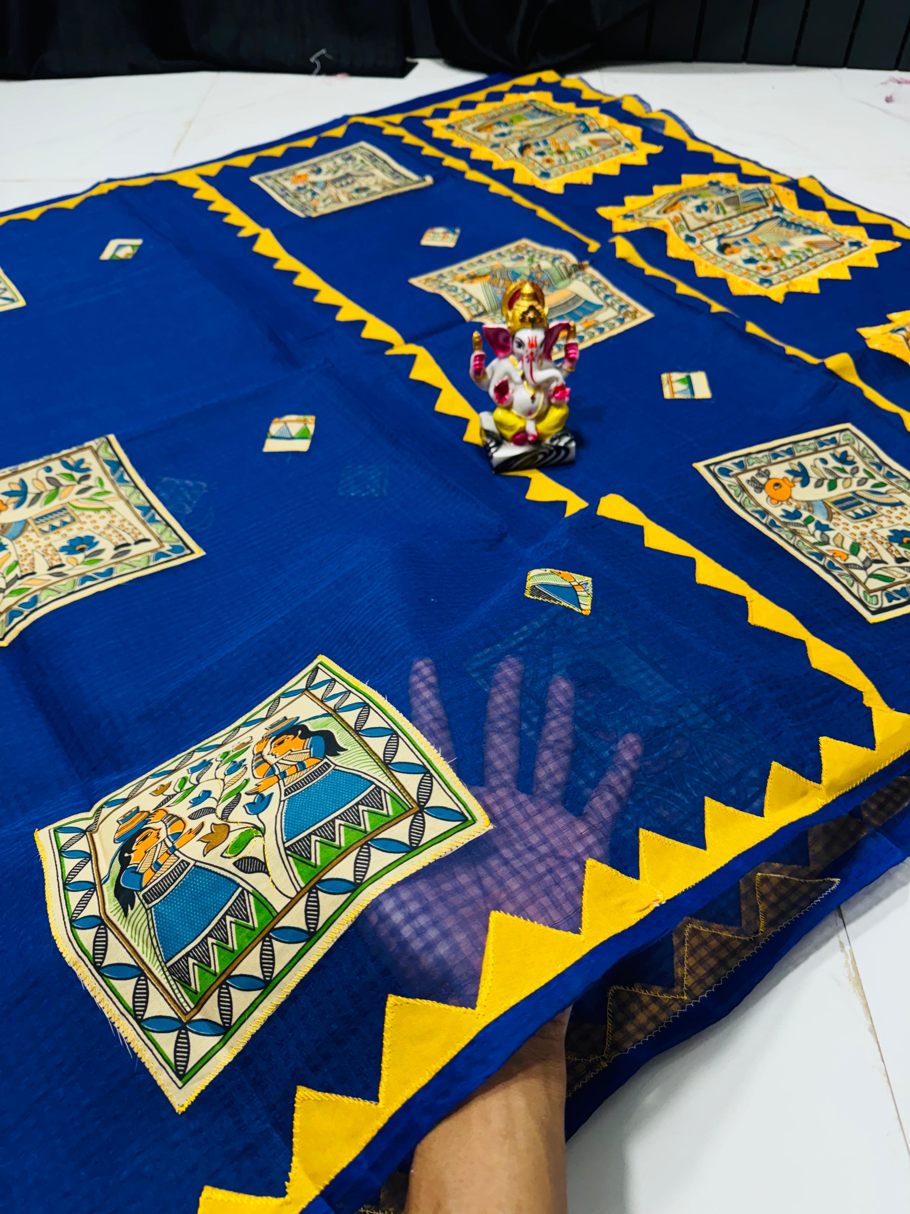 NEW EXCLUSIVE PURE RESOM KOTA APLIC WORK SAREE