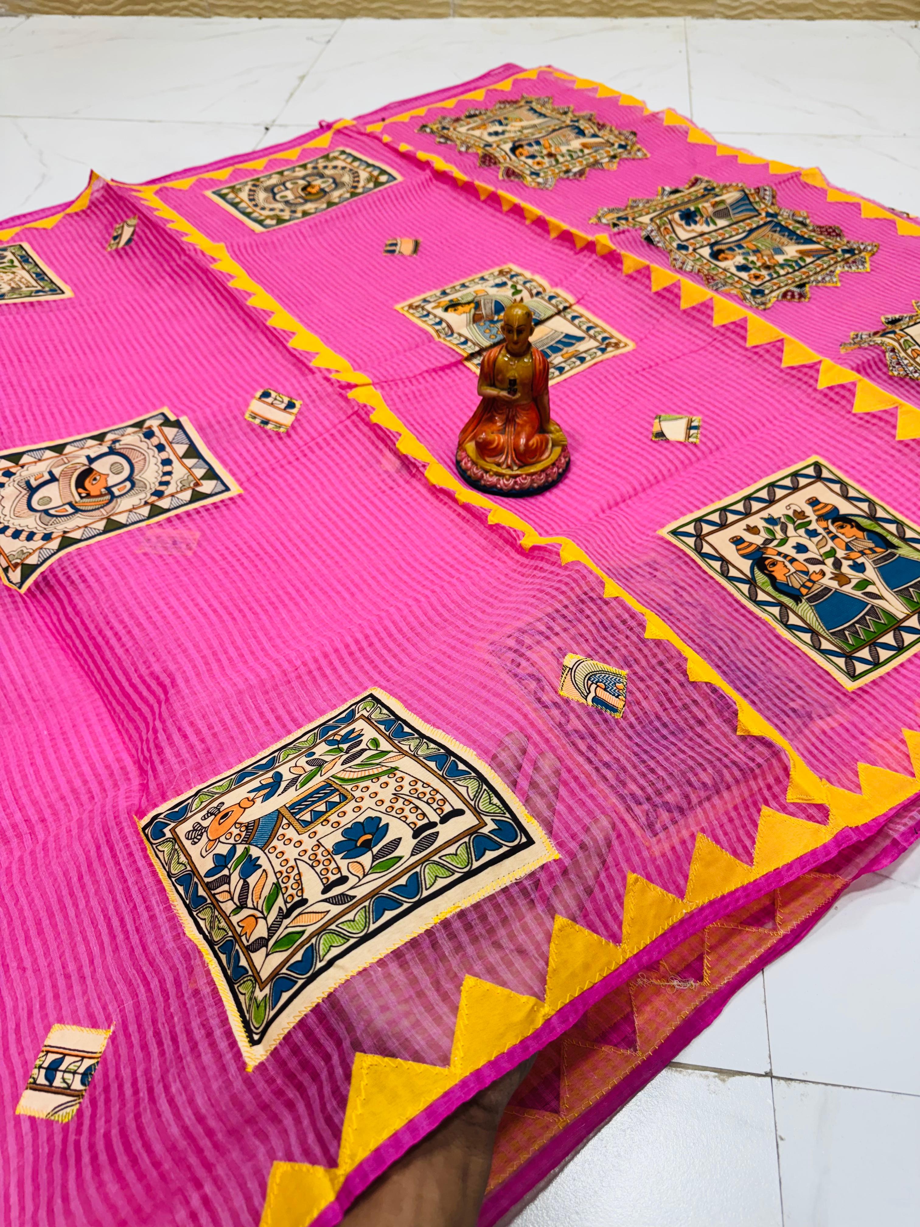 NEW EXCLUSIVE PURE RESOM KOTA APLIC WORK SAREE
