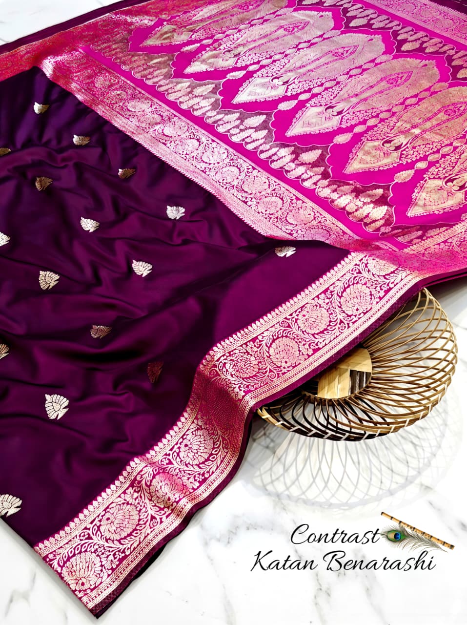 CONTRAST BRIDAL BEANARASI SAREE