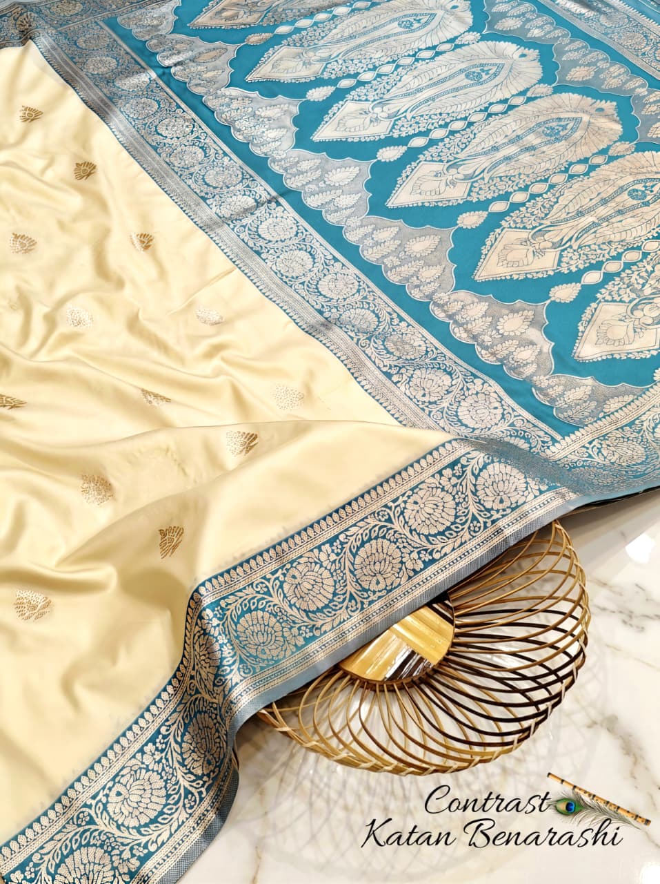 CONTRAST BRIDAL BEANARASI SAREE