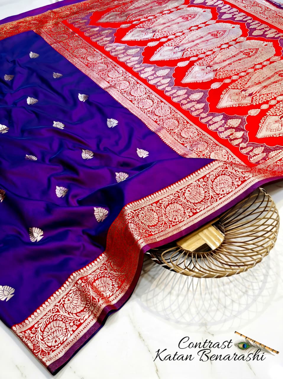 CONTRAST BRIDAL BEANARASI SAREE