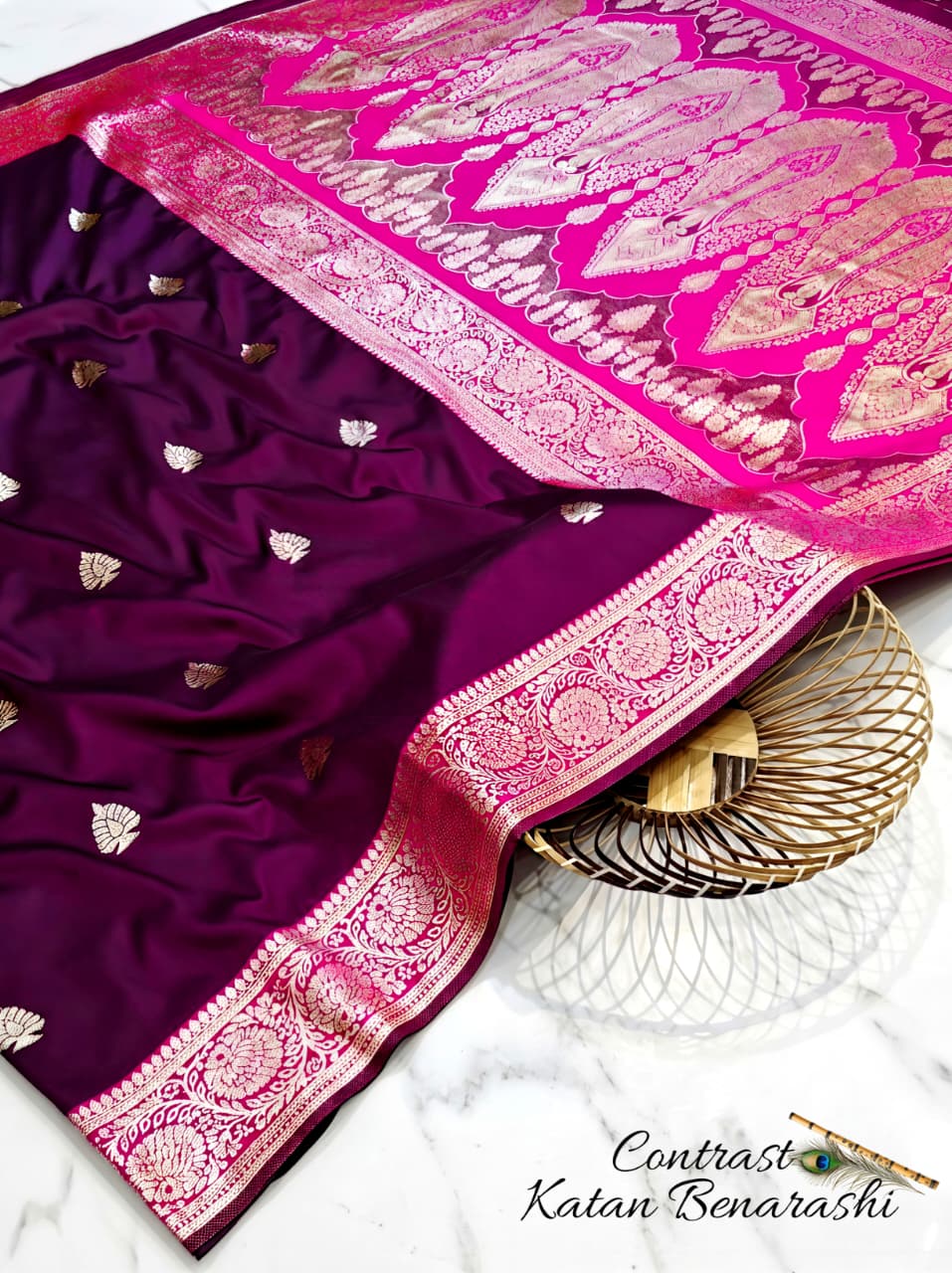 CONTRAST BRIDAL BEANARASI SAREE