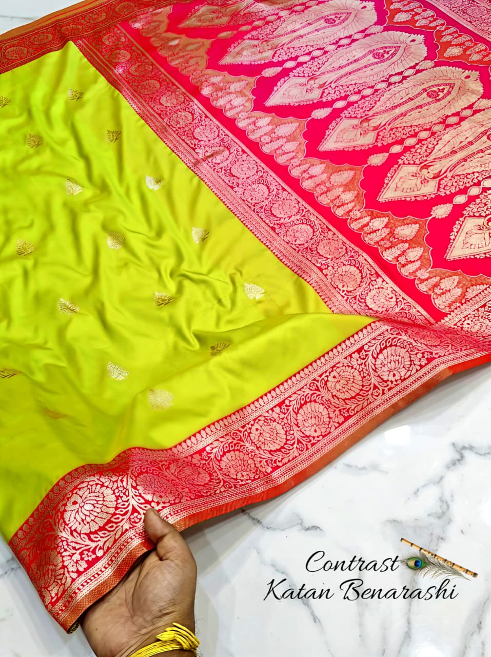 CONTRAST BRIDAL BEANARASI SAREE