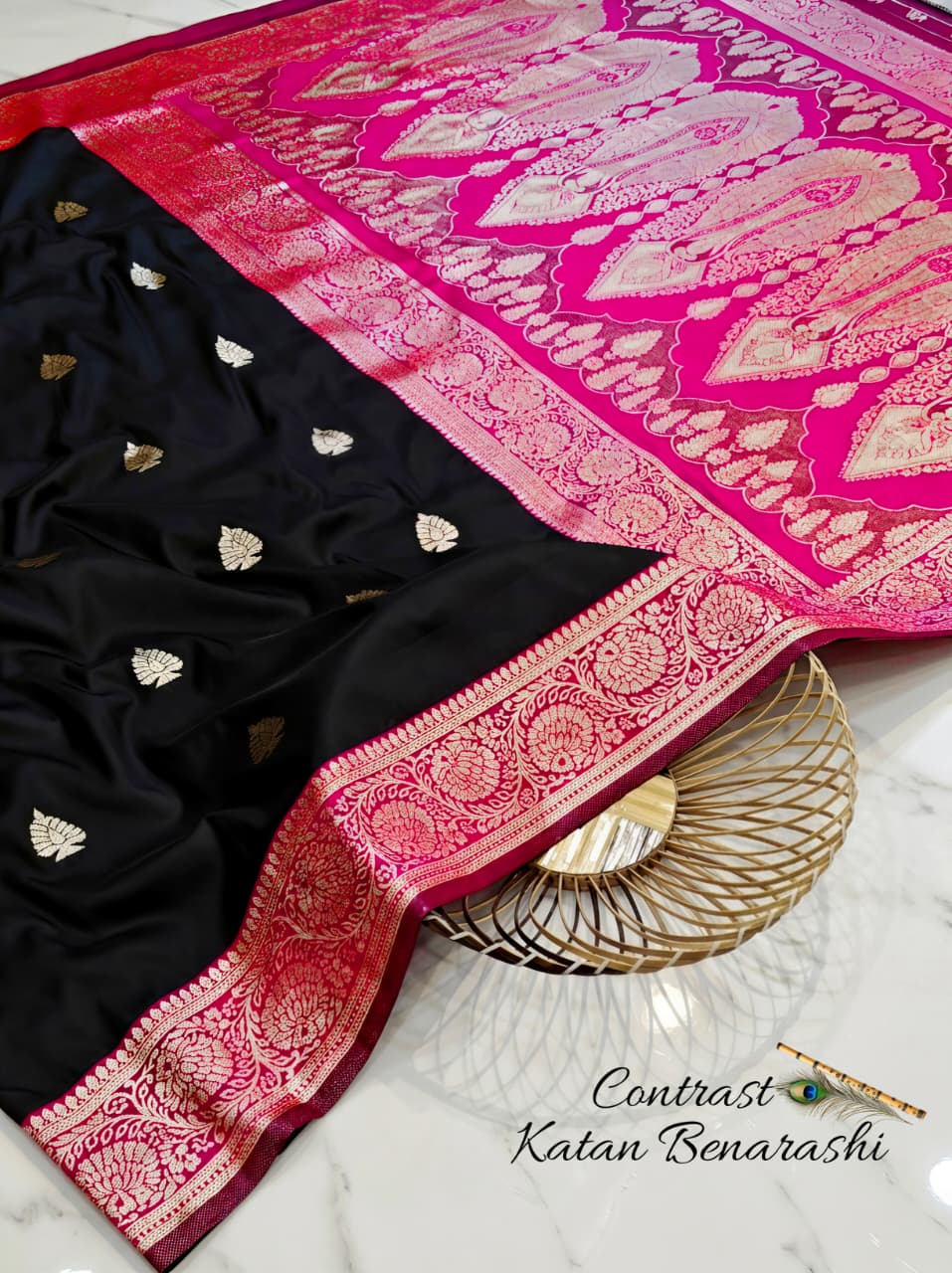 CONTRAST BRIDAL BEANARASI SAREE