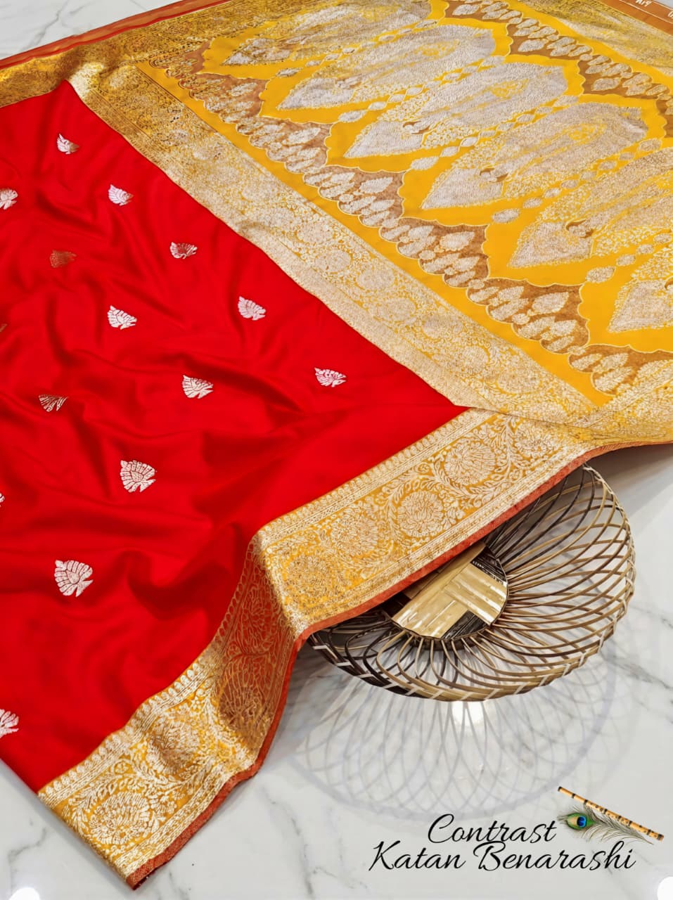 CONTRAST BRIDAL BEANARASI SAREE