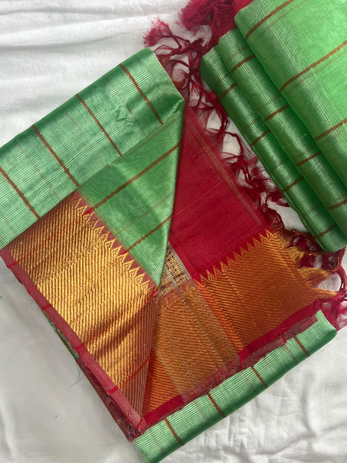 PURE MANGALGIRI SILK SAREES WITH MATCHING BLOUSE