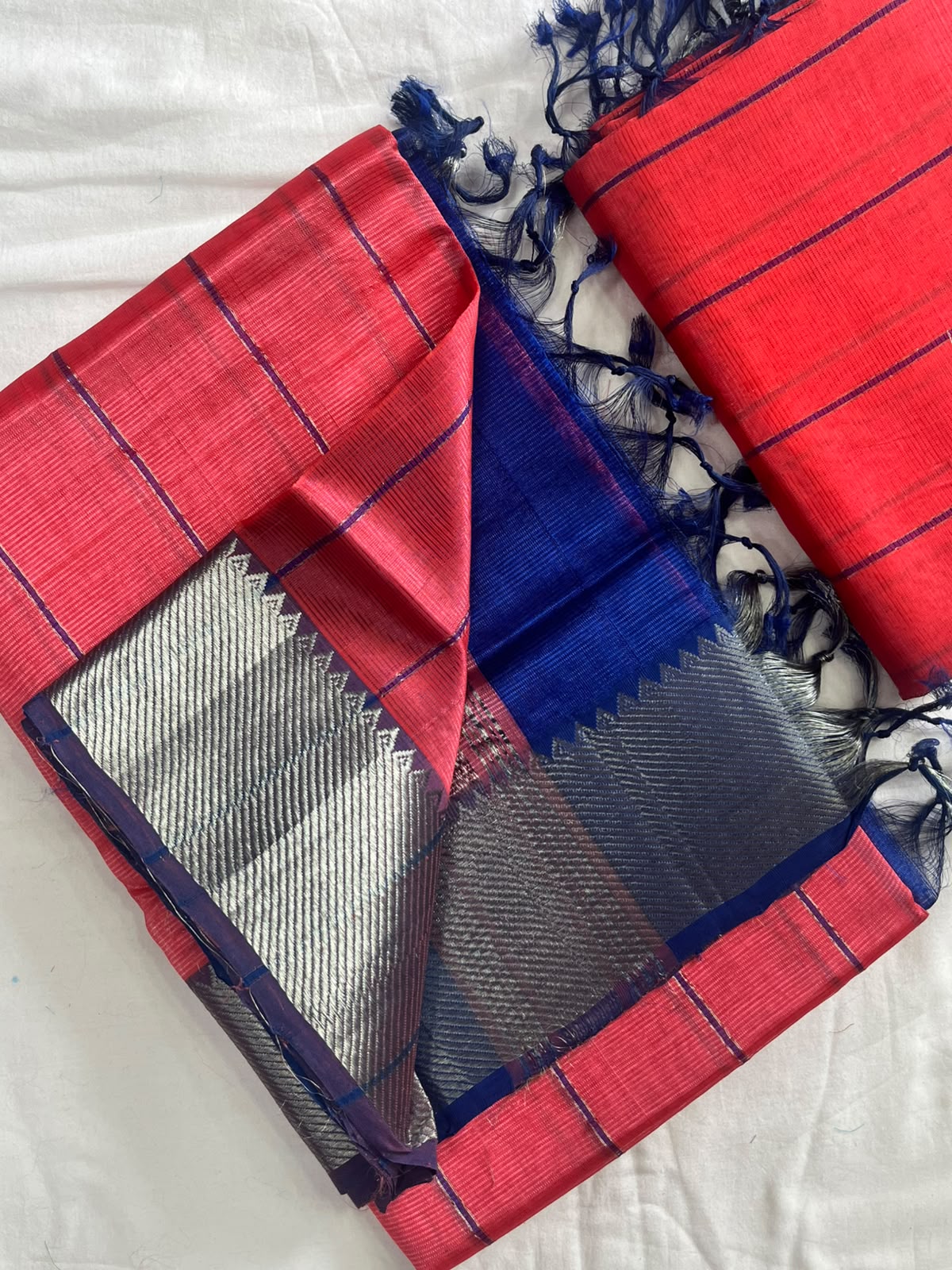 PURE MANGALGIRI SILK SAREES WITH MATCHING BLOUSE