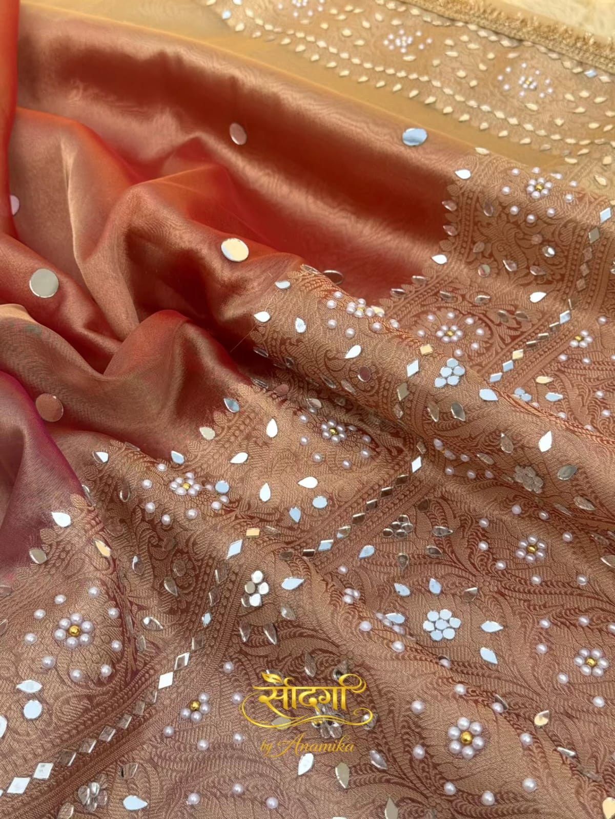 BANARASI TISSUE SILK WITH MIRROR AND LACE WORK
