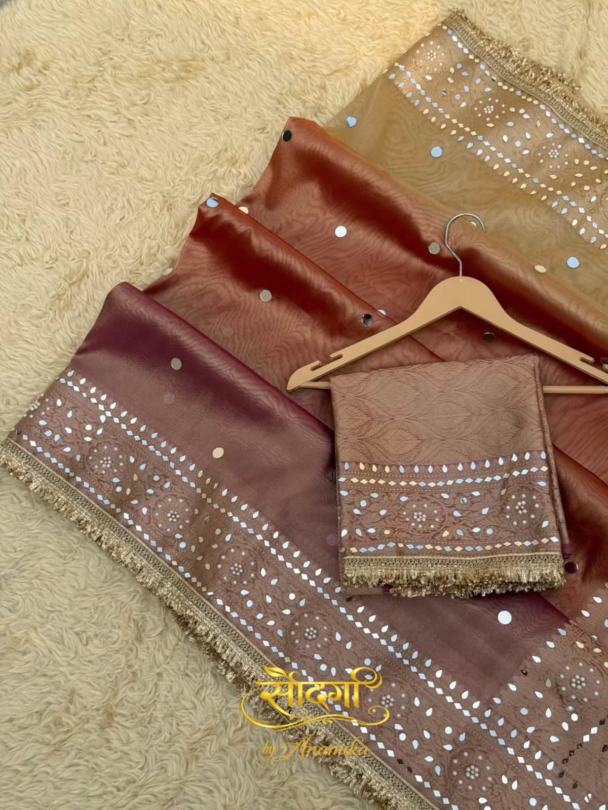 BANARASI TISSUE SILK WITH MIRROR AND LACE WORK