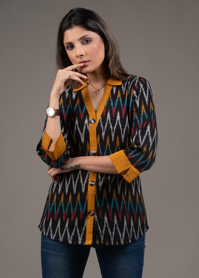 Premium Double Weaving Khadi Ikkat Shirt