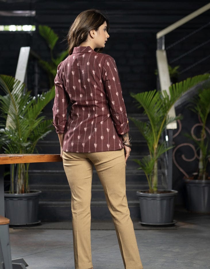 Premium Double Weaving Khadi Ikkat Shirt