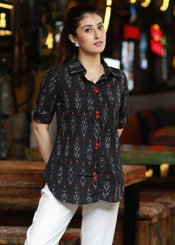 Premium Double Weaving Khadi Ikkat Shirt