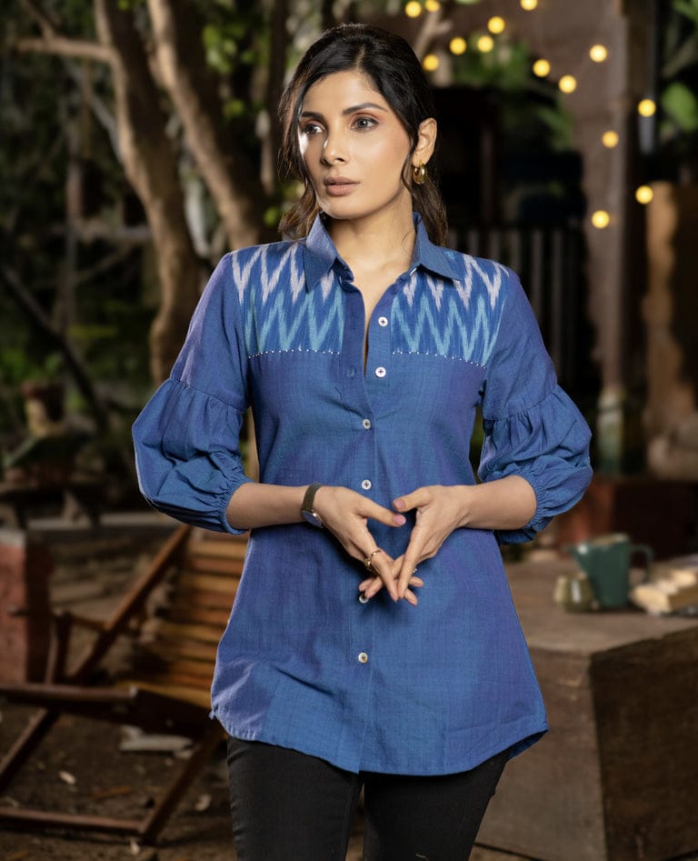 Premium Double Weaving Khadi Ikkat Shirt