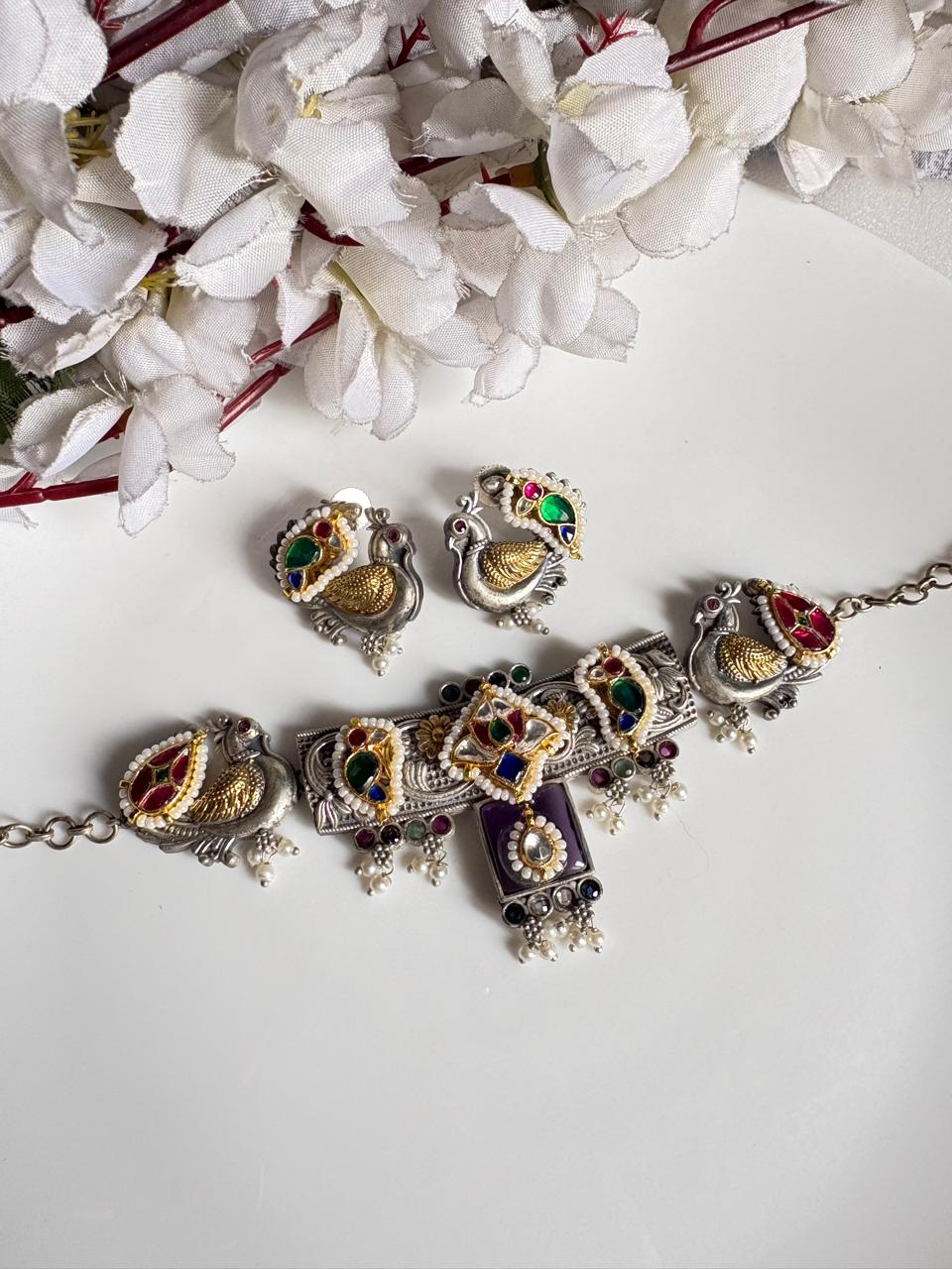 Dual-Tone SLA Kundan Fusion Necklace Set